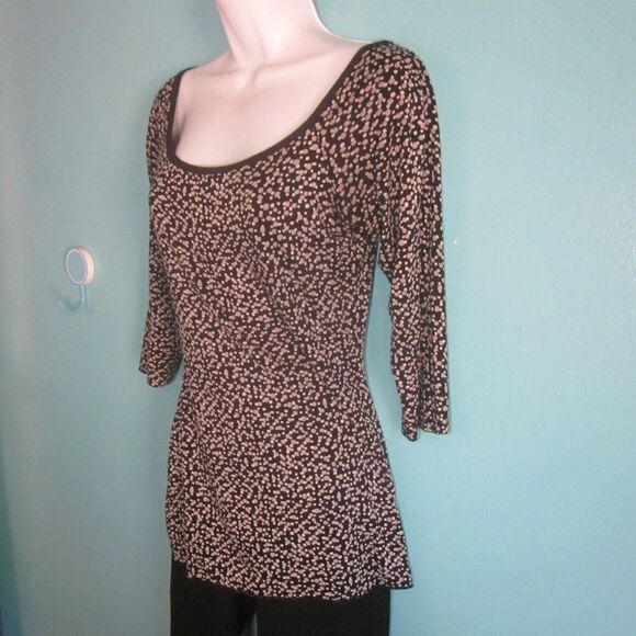 Bailey 44 Womens Scoop Neck Tee Size M Tunic Length Gray Dot Pattern Pullover - Picture 1 of 13